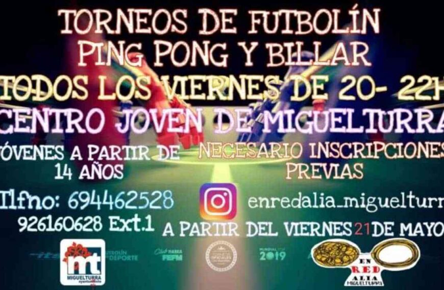 Torneos de futbolín, ping pong y billar en el Centro Joven de Miguelturra este viernes