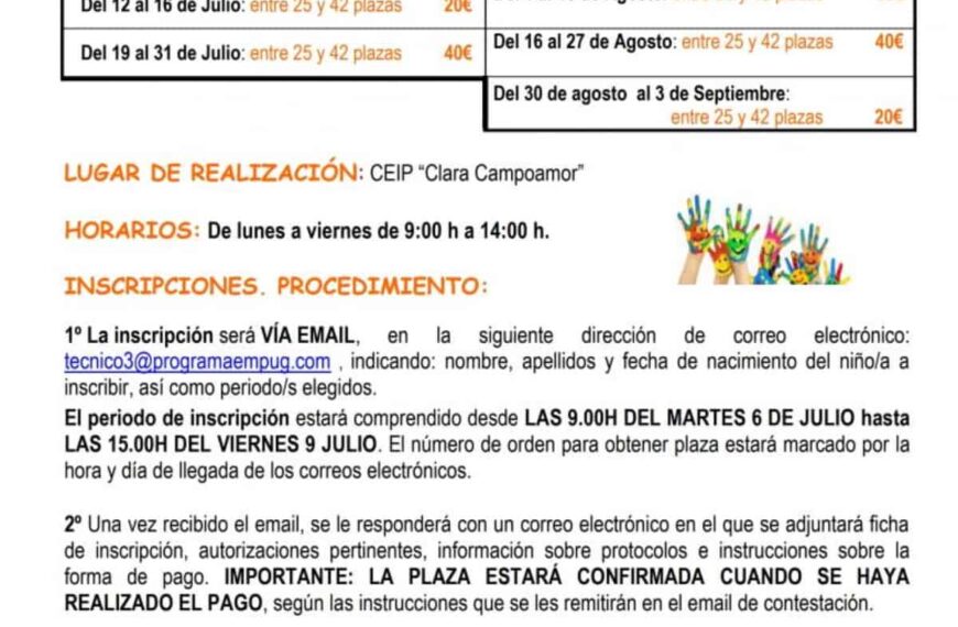 Apertura del plazo para participar en el Campus de Verano 2021 de Miguelturra