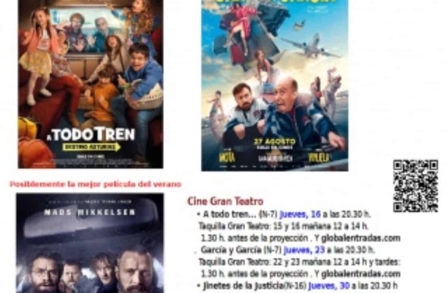 Temporada de cine del Gran Teatro de Manzanares para los tres últimos jueves de septiembre