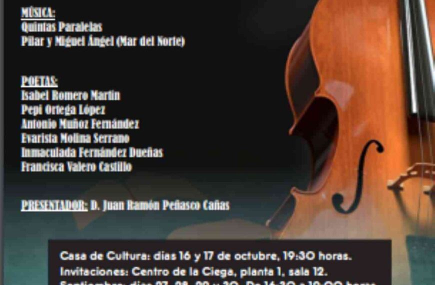 I jornadas de música y poesía en Manzanares el 16 y 17 de octubre a las 19:30 horas