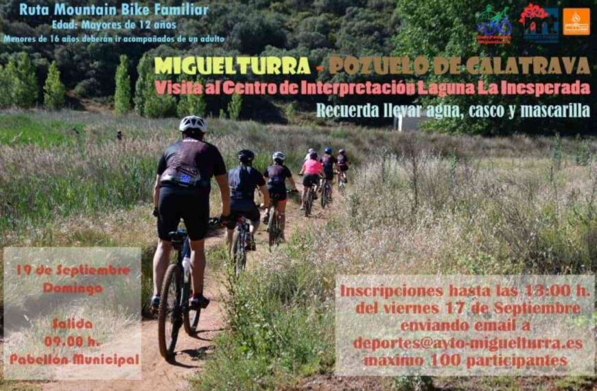 Ruta Mountain Biker familiar de Miguelturra a Pozuelo de Calatrava y visita a la Laguna «La Inesperada»