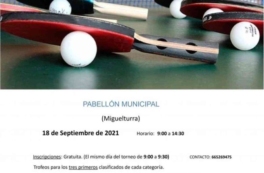 Torneo de tenis de mesa memorial «Emilio Benito” el 18 de septiembre en Miguelturra
