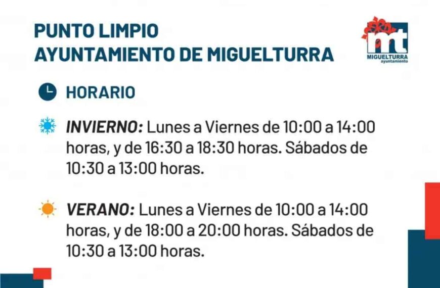 El horario de invierno en el Punto Limpio de Miguelturra inicia a partir del martes 2 noviembre