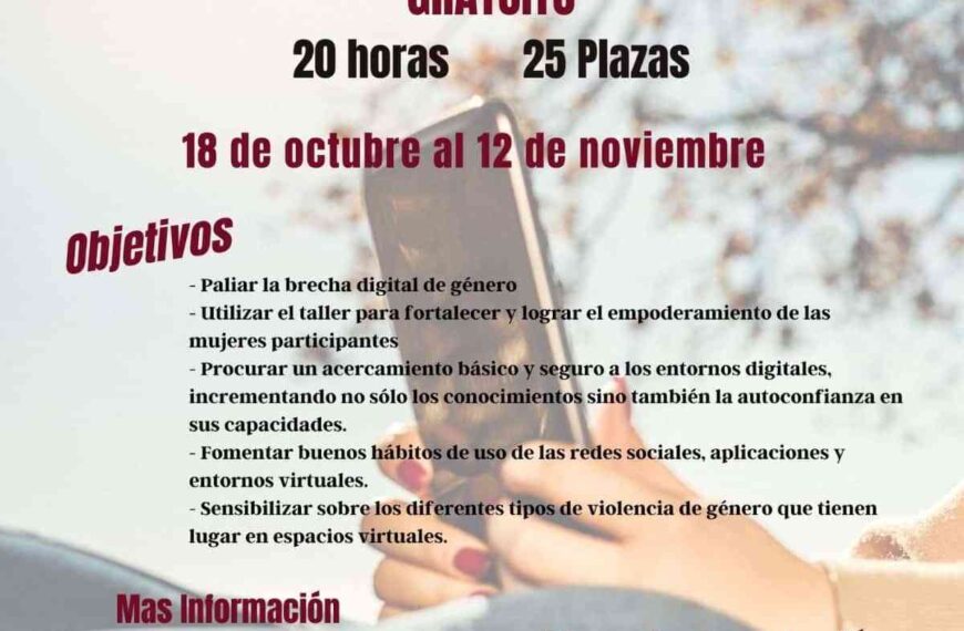 Taller de igualdad digital y visibilización en las redes 3.0 del 18 de octubre al 12 de noviembre en Puertollano