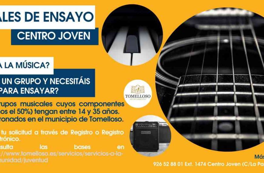 Convocatoria de uso de locales de ensayo en el Centro Municipal de la Juventud de Tomelloso