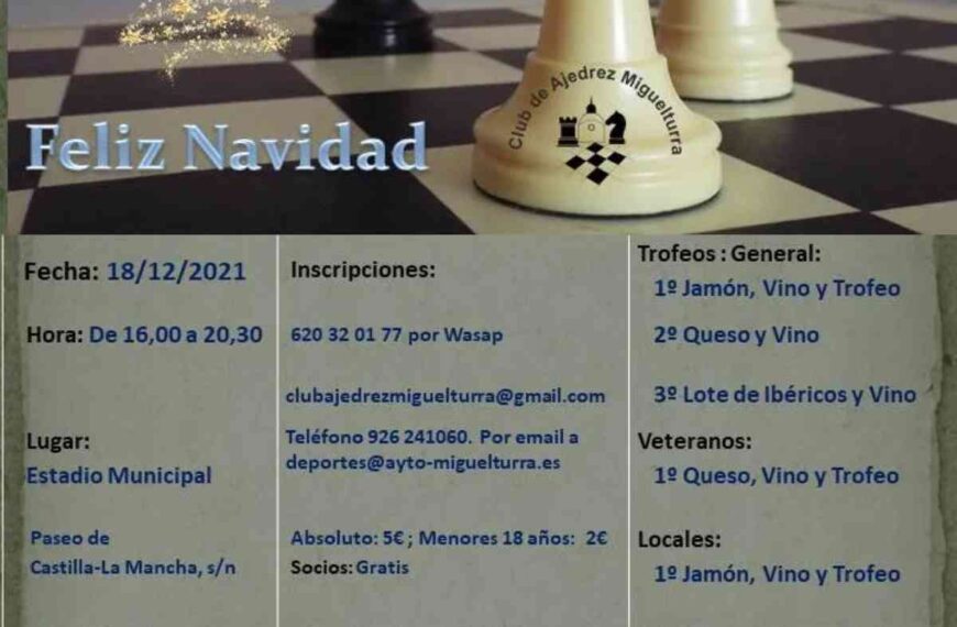 Abierto el plazo de inscripciones para el Torneo de Navidad del Club de Ajedrez de Miguelturra