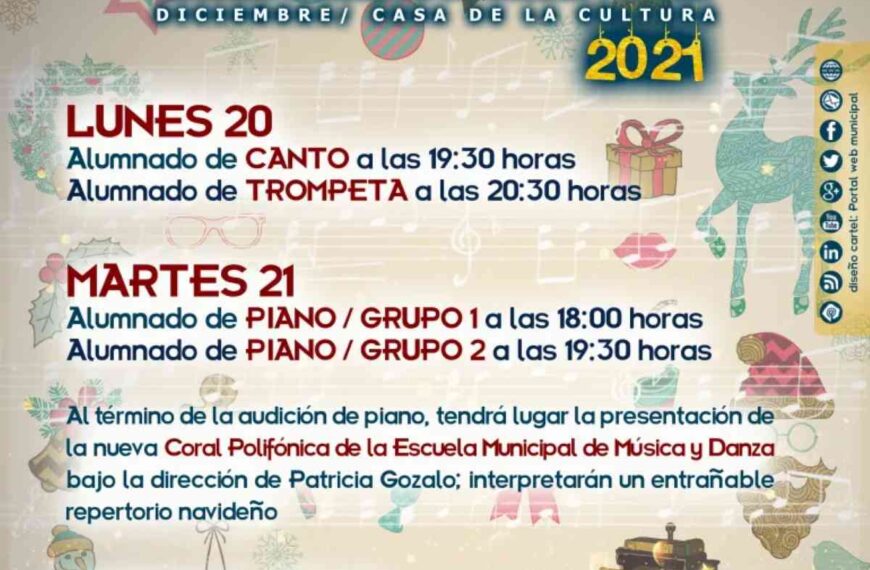 Audiciones de la Escuela de Música y Danza de Miguelturra el 20, 21 y 22 de diciembre