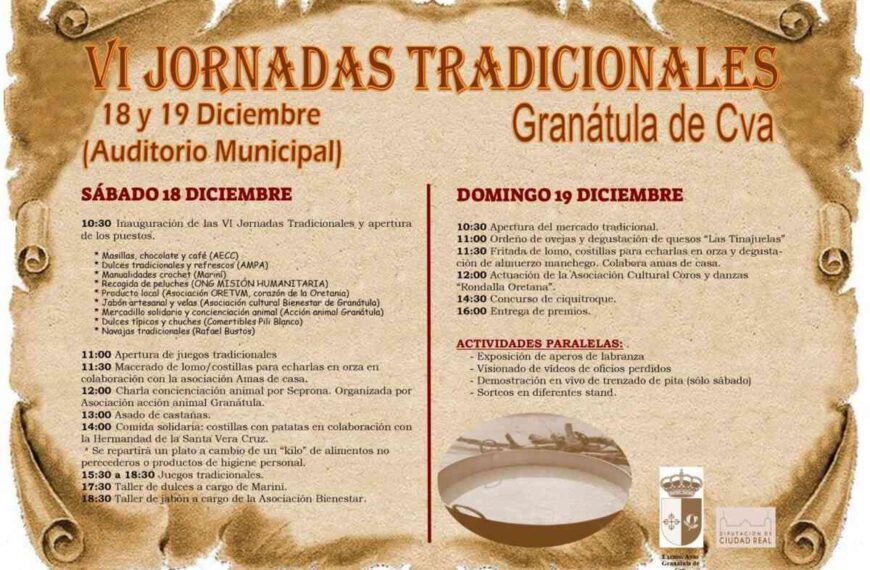 Regresan las Jornadas Tradicionales a Granátula de Calatrava el fin de semana del 18 y 19 de diciembre
