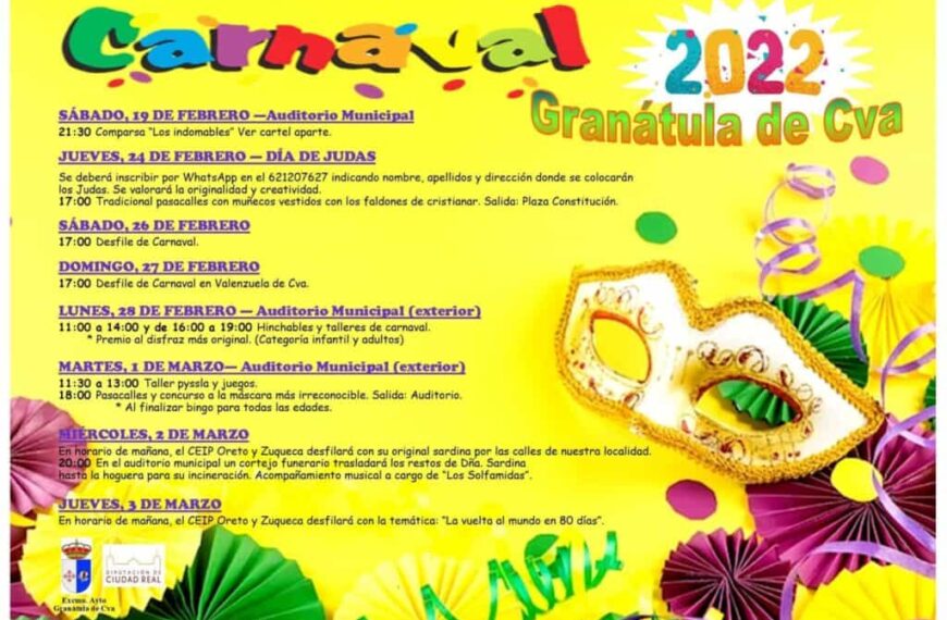 La actuación de una gran comparsa de Cádiz, sus Judas y los desfiles conjuntos con el pueblo vecino, destacan en el Carnaval de Granátula de Calatrava 