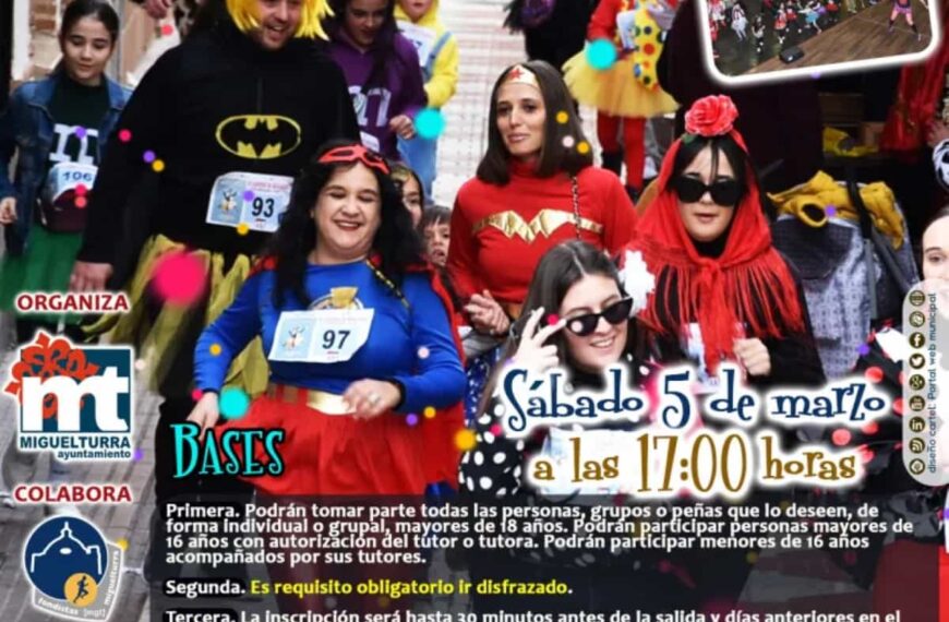 Carrera de Máscaras y clase de Aerozumba el 5 de marzo en Miguelturra