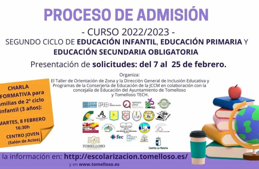 Charla informativa para familias de segundo ciclo de Infantil el 8 de febrero en el Centro Joven de Tomelloso