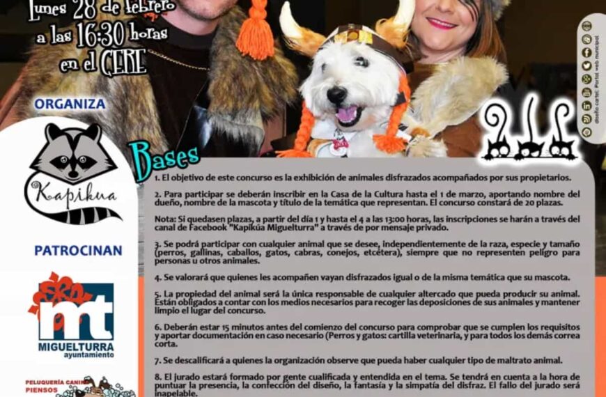 Concurso de mascotas “Dejando Huella” el 28 de febrero en el Palacio del Carnaval de Miguelturra