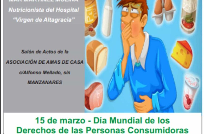 Charla Intolerancias alimentarias el 15 de marzo en la Asociación Amas de Casa de Manzanares