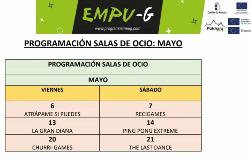 Actividades del programa Empu-G en el Centro Joven de Miguelturra para el mes de mayo 2022