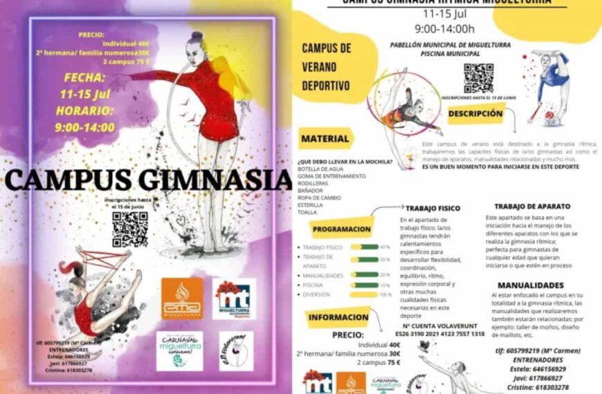 Campus de Tecnificación y Campus de Gimnasia Rítmica del Club Volaverunt y la Concejalía de Deportes de Miguelturra para el verano 2022
