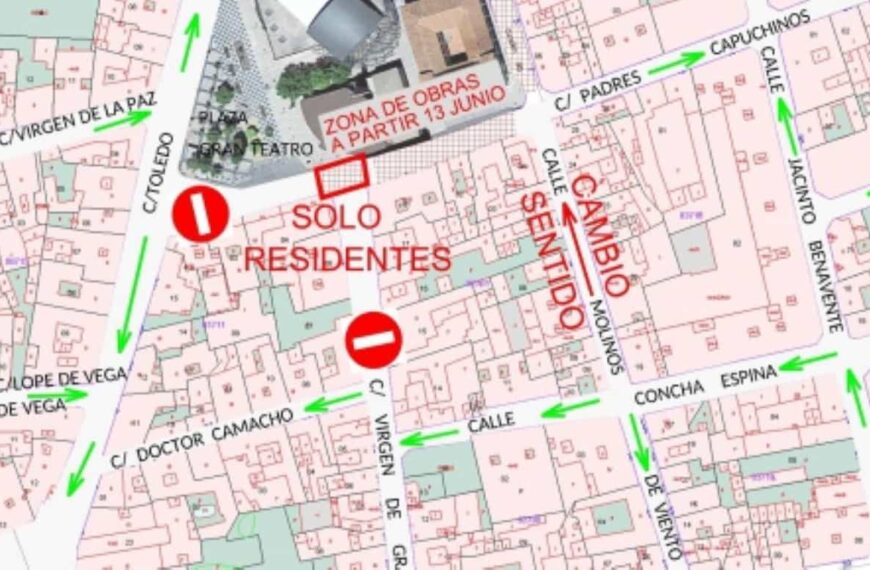 Nuevo corte de calle en el cruce de la calle Virgen de Gracia con calle Padres Capuchinos de Manzanares a partir del lunes 13 de junio