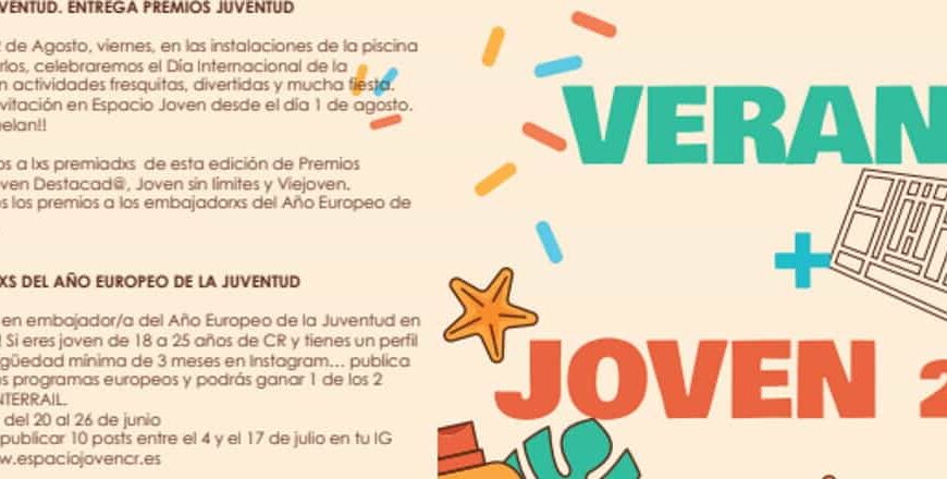 Celebración del Día de la Juventud y entrega de Premios Juventud el 12 de agosto en la piscina Rey Juan Carlos de Ciudad Real