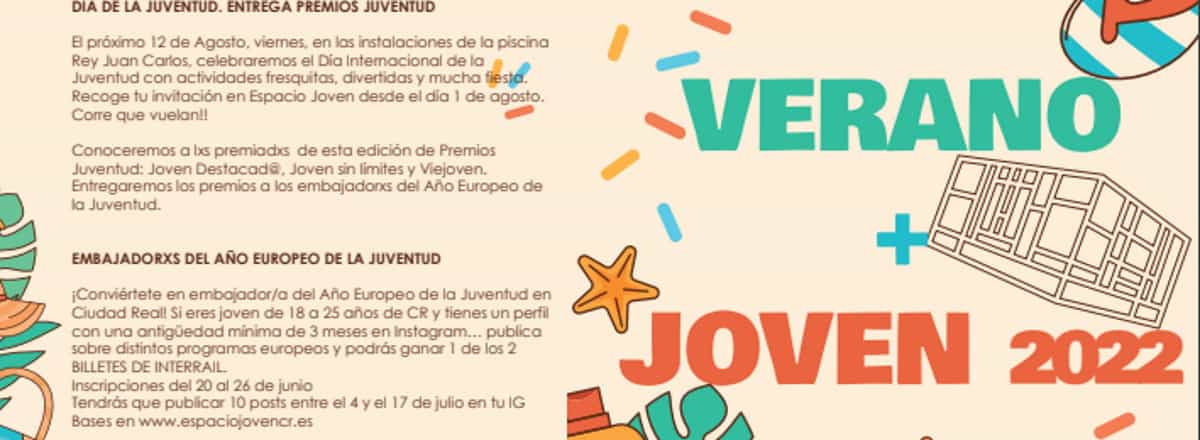 Celebración del Día de la Juventud y entrega de Premios Juventud el 12 de agosto en la piscina Rey Juan Carlos de Ciudad Real