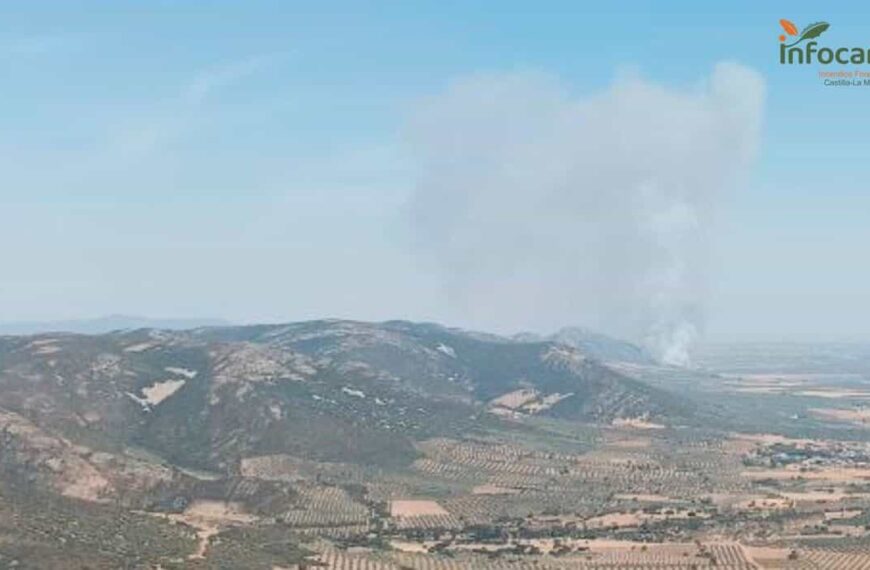 Cinco medios y 24 personas siguen trabajando en la extinción del incendio de Malagón, ya controlado