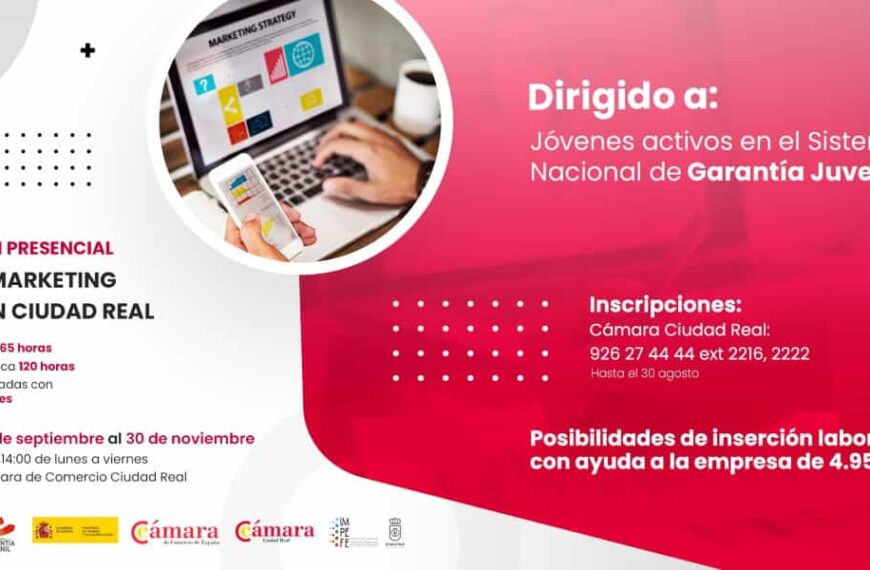 Curso presencial gratuito de Inglés + Marketing Digital de la Cámara de Comercio de Ciudad Real con IMPEFE inicia el 8 de septiembre