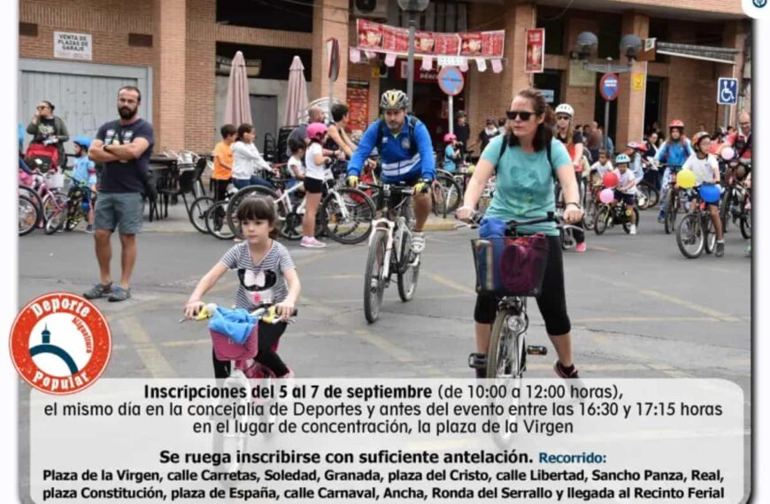 “Día de la Bicicleta” el viernes 9 de septiembre a las 17:30 horas en Miguelturra con inscripciones del 5 al 7 de septiembre