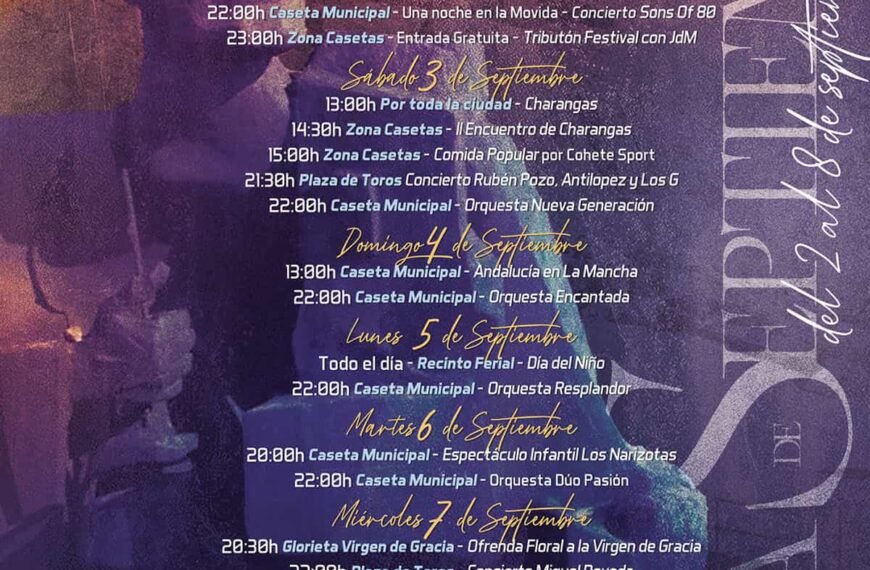 La feria de septiembre 2022 de Puertollano contará con 4 casetas y 18 conciertos musicales para el disfrute de todos