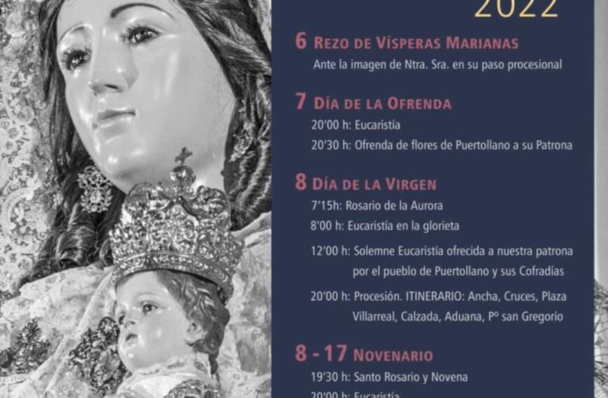 Las actividades religiosas por la festividad de la Virgen de Gracia en Puertollano iniciarán el 7 de septiembre a las 20 horas