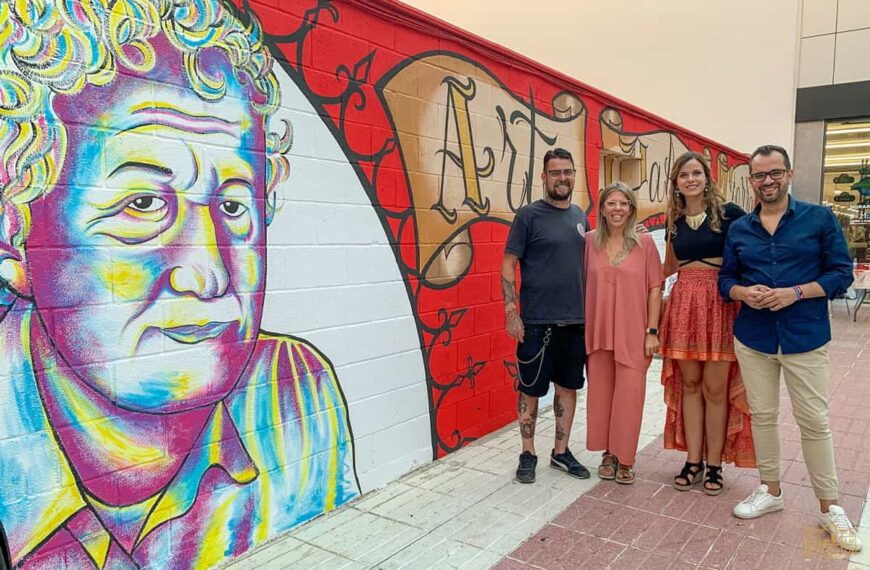 Un gran mural participativo  del artista Rooty rinde tributo a la familia de poetas Grande-Aguirre en Tomelloso