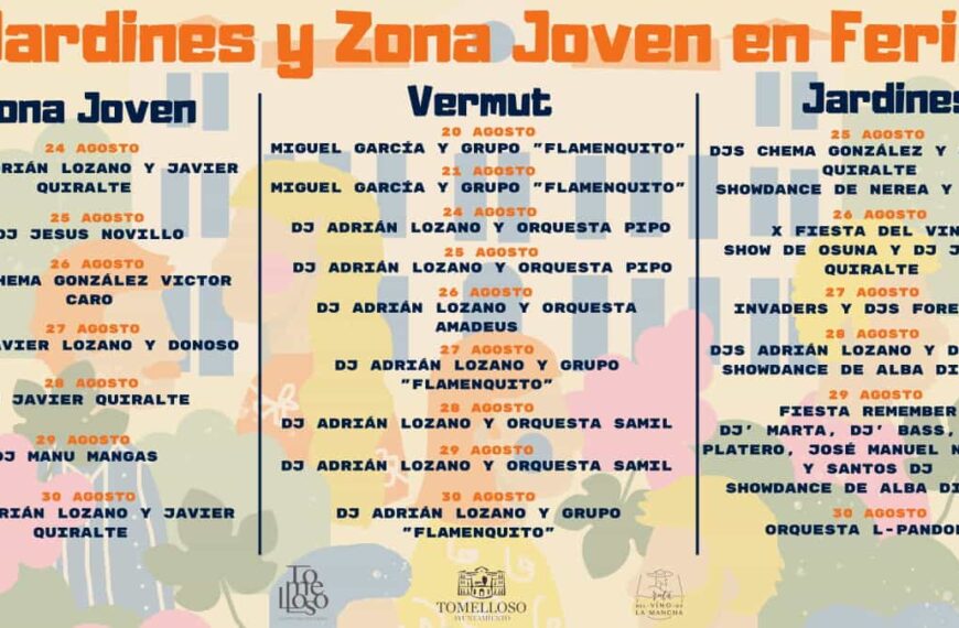 Programación de los “Jardines del Parque y Zona Joven en Feria” de Tomelloso