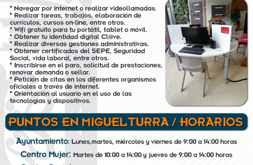 Puntos de Inclusión Digital en Miguelturra y horarios de atención