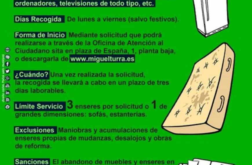 Cómo utilizar el servicio gratuito de recogida de voluminosos en Miguelturra