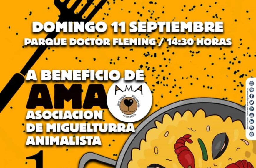 Gran paellada solidaria a beneficio de la Asociación AMA Animalista este domingo 11 de septiembre dentro de la Feria y Fiestas de Miguelturra