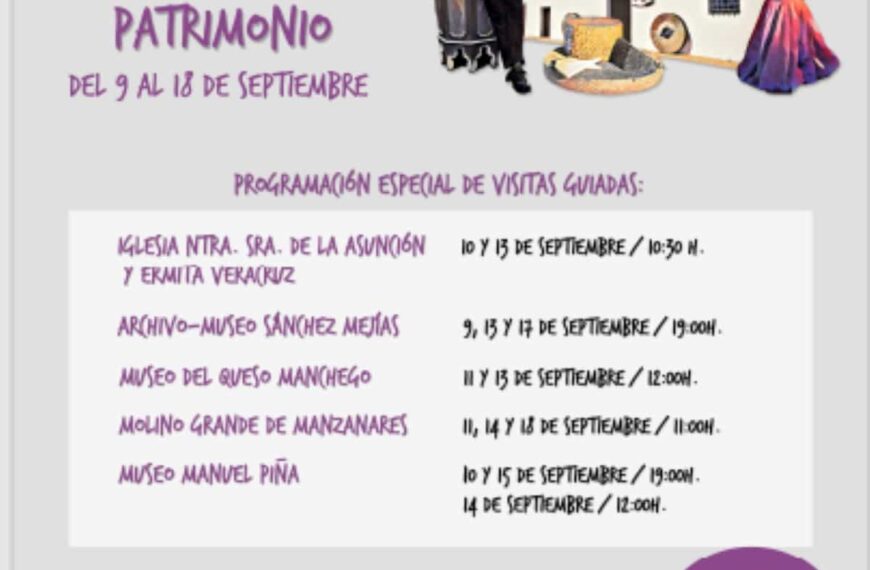 Descubre Manzanares con estas visitas guiadas a museos y patrimonio del 9 al 18 de septiembre