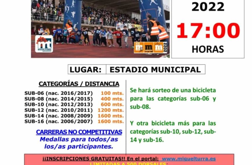 Participa en la Carrera Mini de Miguelturra el sábado 19 de noviembre a partir de las 5 de la tarde