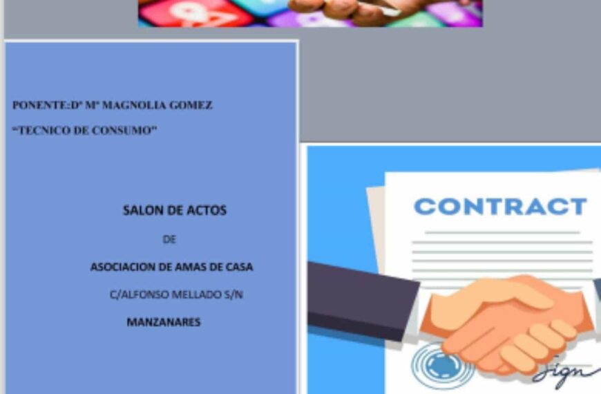 Charla «Contratos a domicilio, distancia, telefonía y otros” el 15 de noviembre en la Asociación de Amas de Casa de Manzanares