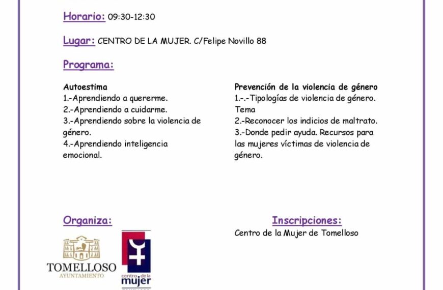 Taller sobre autoestima y prevención de violencia de género de proyecto Calandria de Tomelloso el 22 y 23 de noviembre