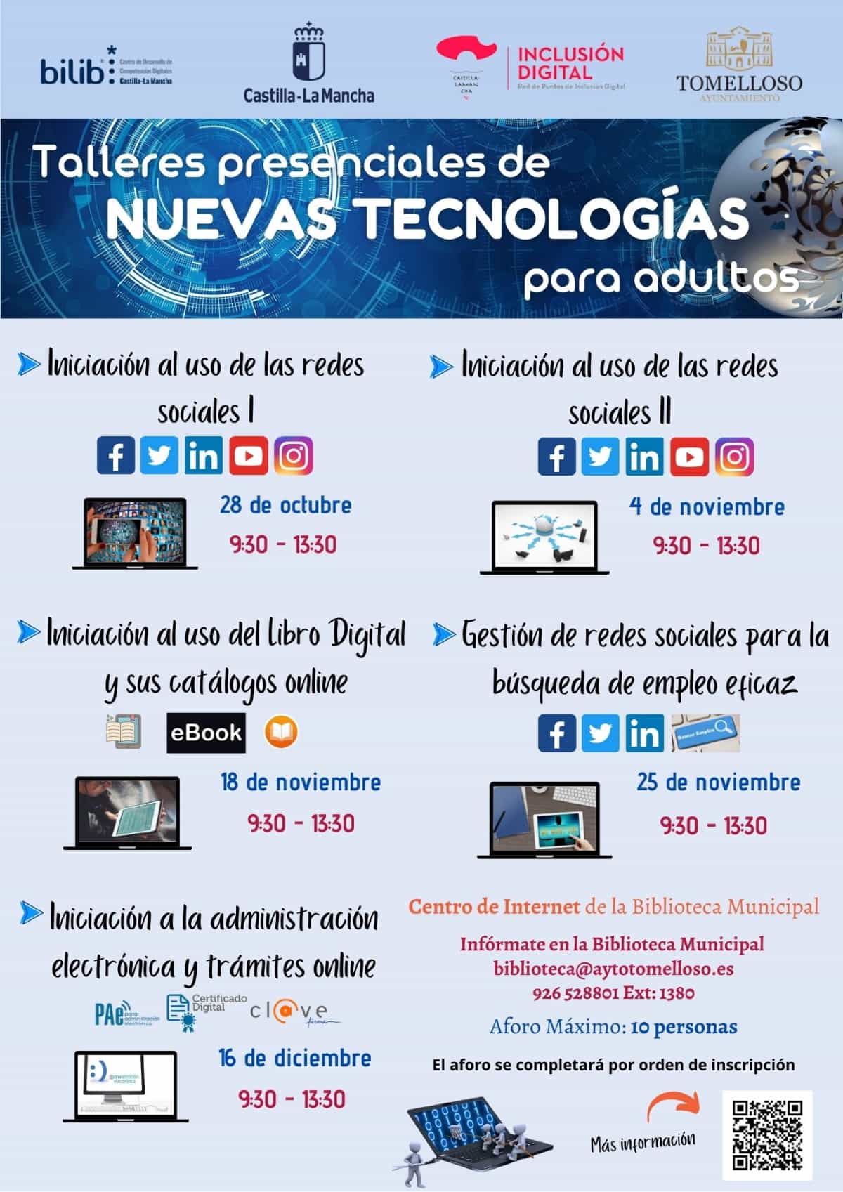 Este noviembre continúan los talleres de alfabetización digital presenciales en Tomelloso