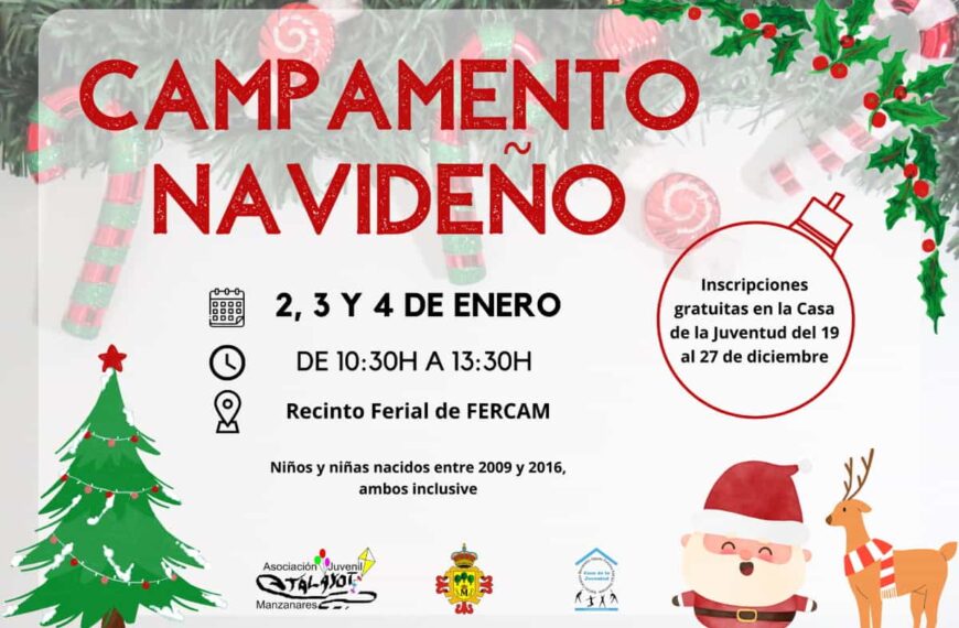 Campamento navideño gratuito para niños y niñas nacidas entre 2009 y 2016 (ambos inclusive) el 2, 3 y 4 de enero en Manzanares