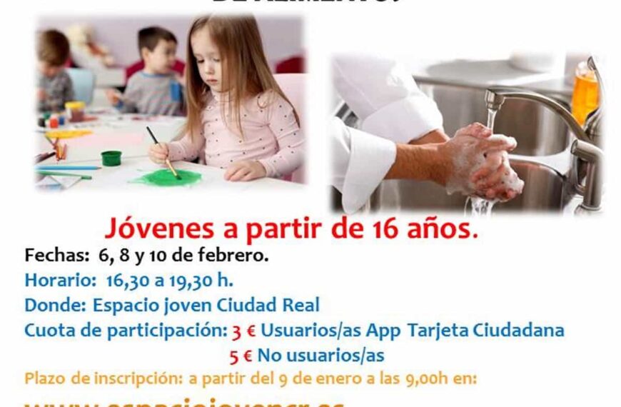 Curso de monitor/a de comedor y de aula matinal + manipulador de alimentos el 6, 8 y 10 de febrero en el Espacio Joven de Ciudad Real