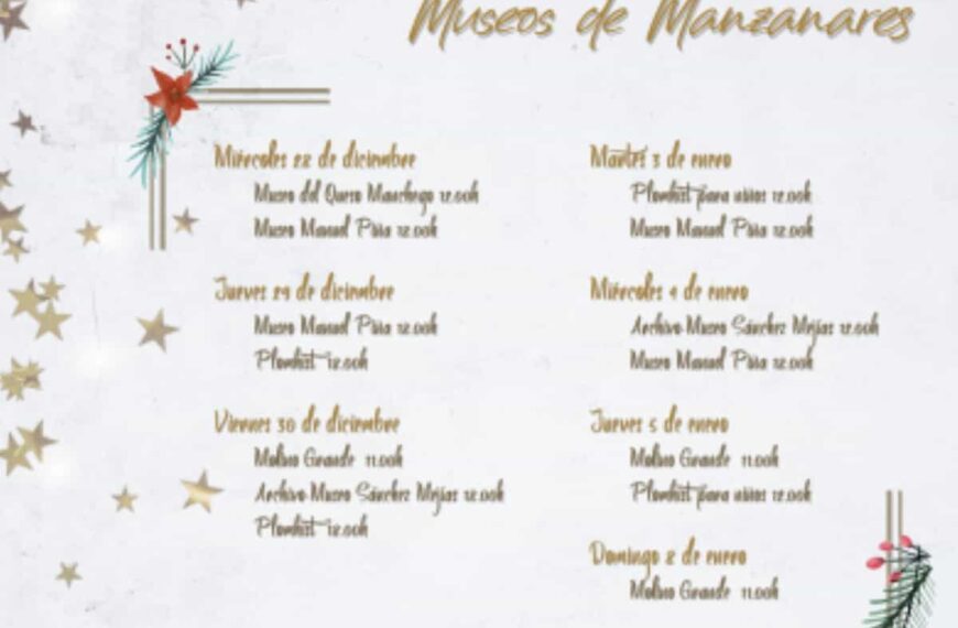 Visitas guiadas gratuitas a museos de Manzanares durante Navidad y enero 2023 con reserva previa