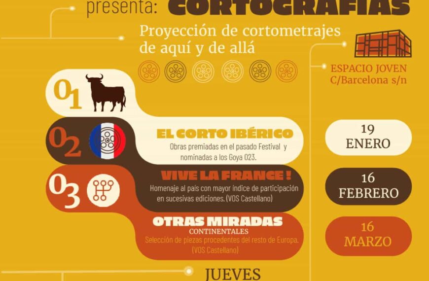 Selección de cortometrajes Cortografías en  el Espacio Joven de Ciudad Real el 19 de enero, 16 de febrero y 16 de marzo