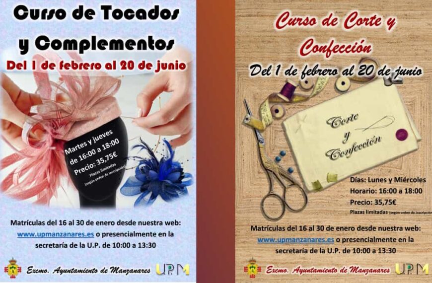 Curso de corte y confección y un curso de tocados y complementos dentro de las novedades de la Universidad Popular de Manzanares