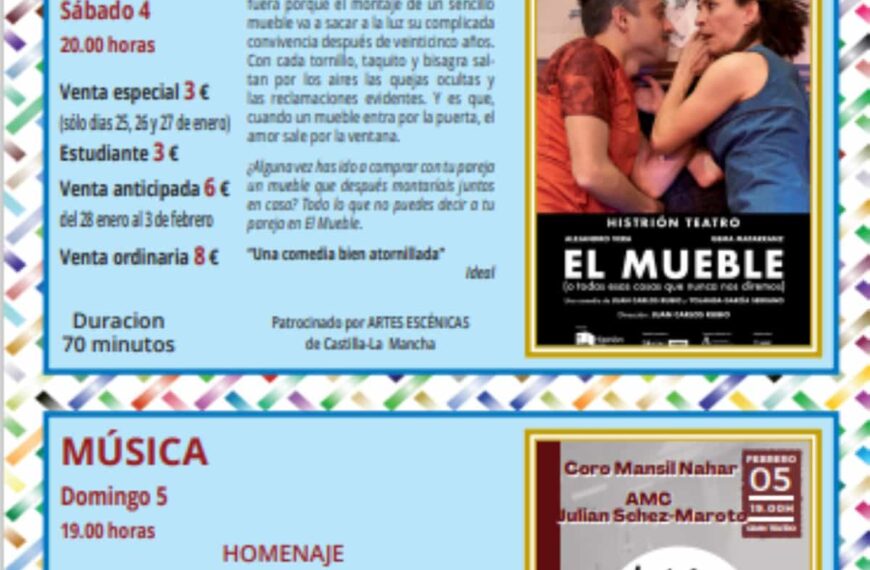 Teatro y música en Manzanares en Escena este febrero en el Gran Teatro de la localidad