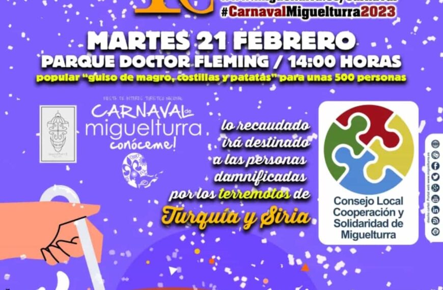 Comida popular solidaria mañana 21 de febrero en Miguelturra en beneficio de los damnificados por los terremotos de Turquía y Siria