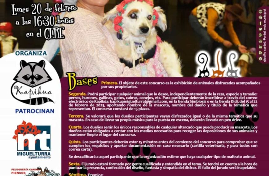 Concurso de mascotas disfrazadas «Dejando Huella» el  20 de febrero de 2023 en Miguelturra