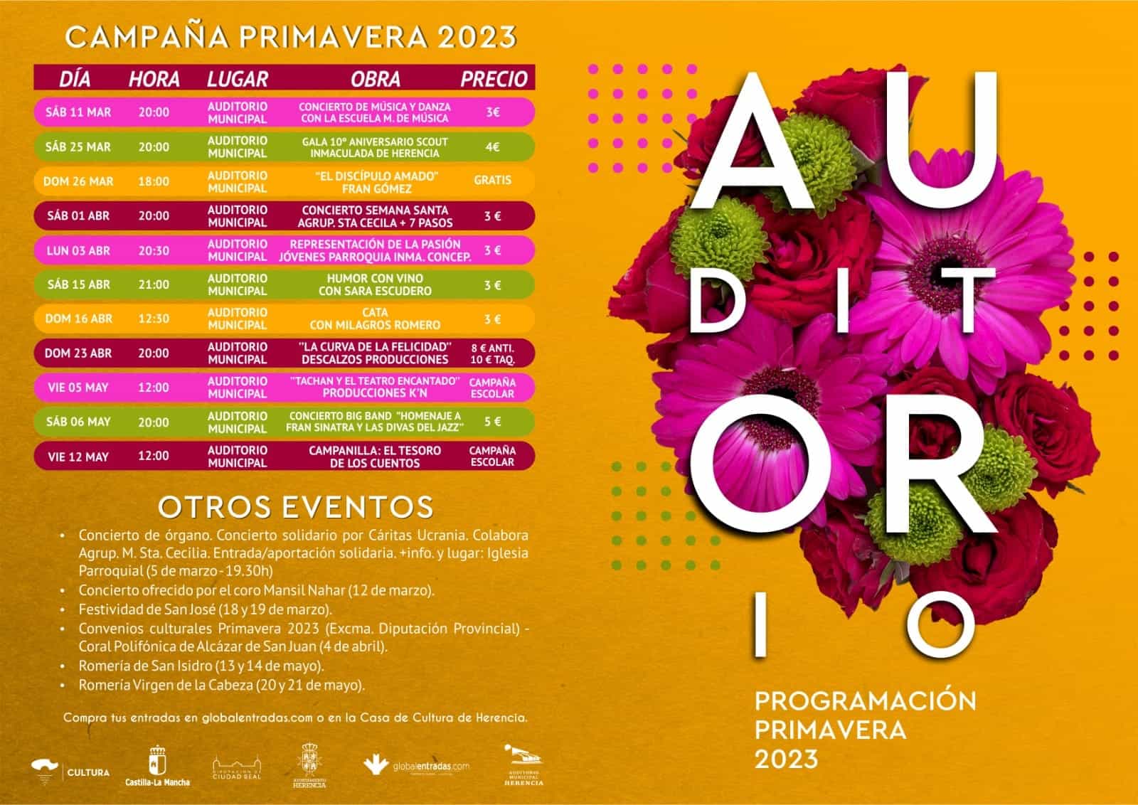 Interesantes y variadas citas para esta primavera en el Auditorio Municipal de Herencia