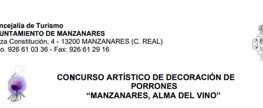 Concurso artístico de decoración de porrones “Manzanares, Alma de vino” con plazo para  presentar las obras hasta el 9 de abril