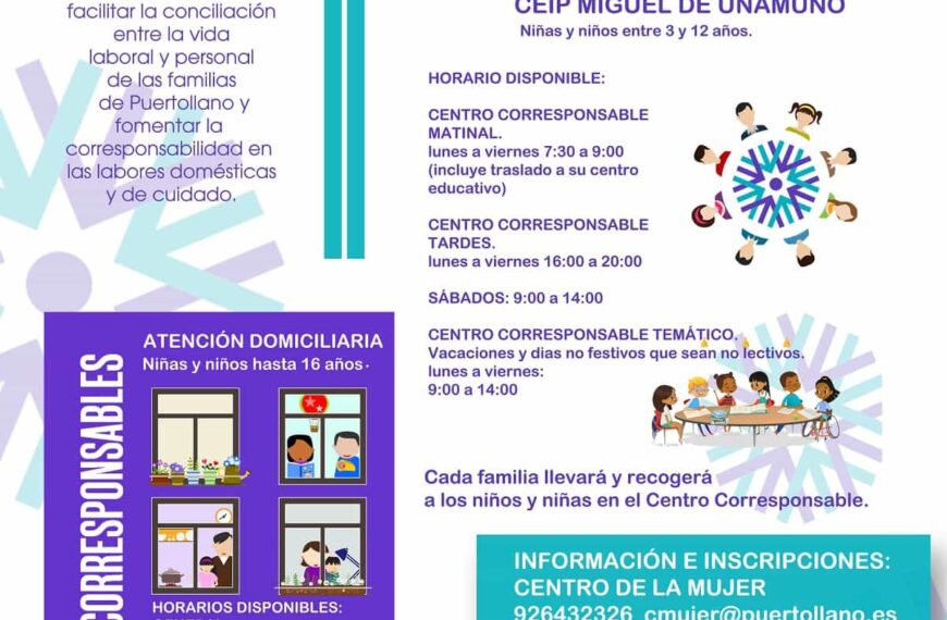 Abiertas las inscripciones de una nueva edición del Plan Corresponsables de Puertollano