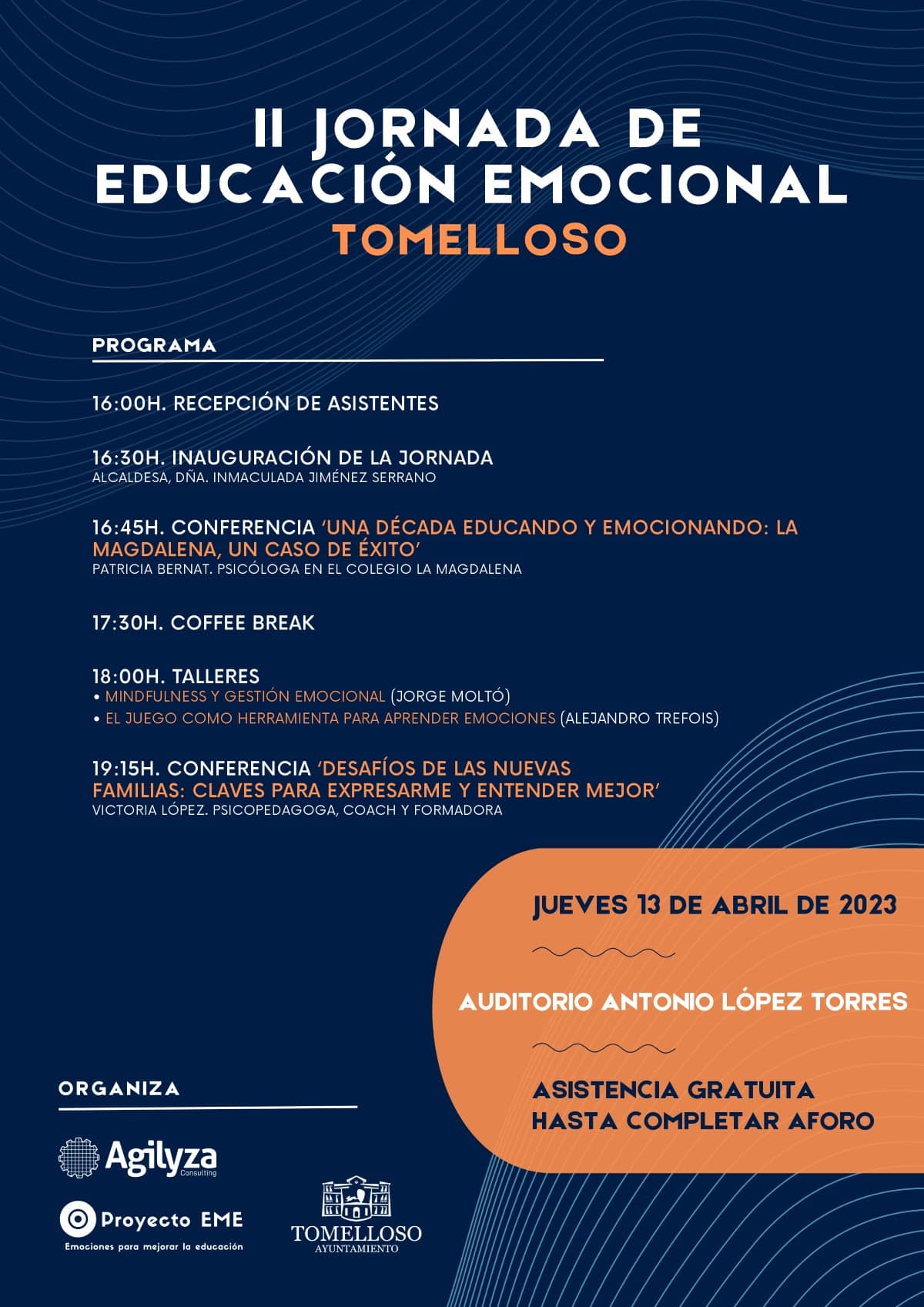 II Jornada de Educación Emocional el 13 de abril en el Auditorio López Torres de Tomelloso gratuita y hasta completar el aforo