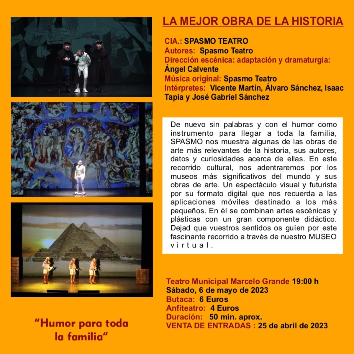 “La mejor obra de la historia” el 6 de mayo en el Teatro Marcelo Grande de Tomelloso a las 19 hrs